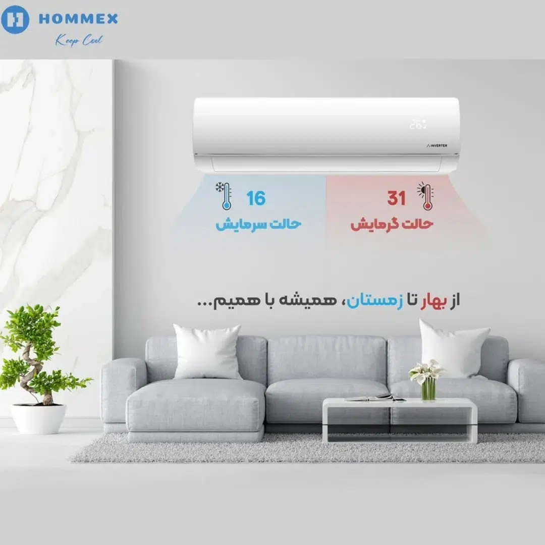 حالت سرمایش و گرمایش کولر گازی اینورتر هومکس مدل CH7025