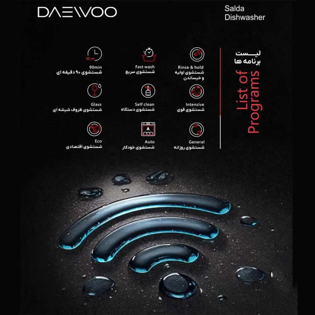 برنامه های پنل ماشین ظرفشویی 14 نفره هوشمند دوو مدل DW-200W